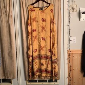 100% rayon flowing elephant print dress